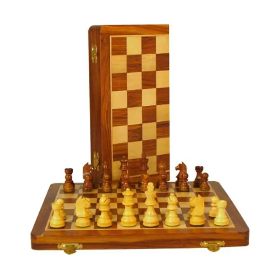 14" Sheesham/Boxwood Folding Chess Set product image