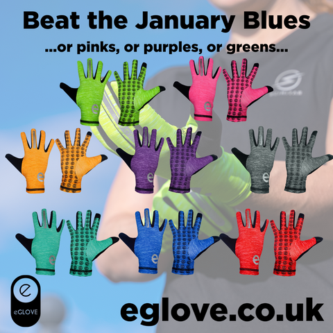 picture of very colourful running gloves in many colour options