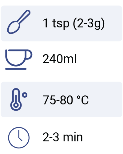 Graudupes Classic Earl Grey Tea brewing suggestions: Add 1 teaspoon (≈4-5 grams) of Classic Earl Grey Tea to a tea cup (about 240ml). Add hot water at a temperature of 95-100 degrees. Let it steep for 3-4 minutes before enjoying!