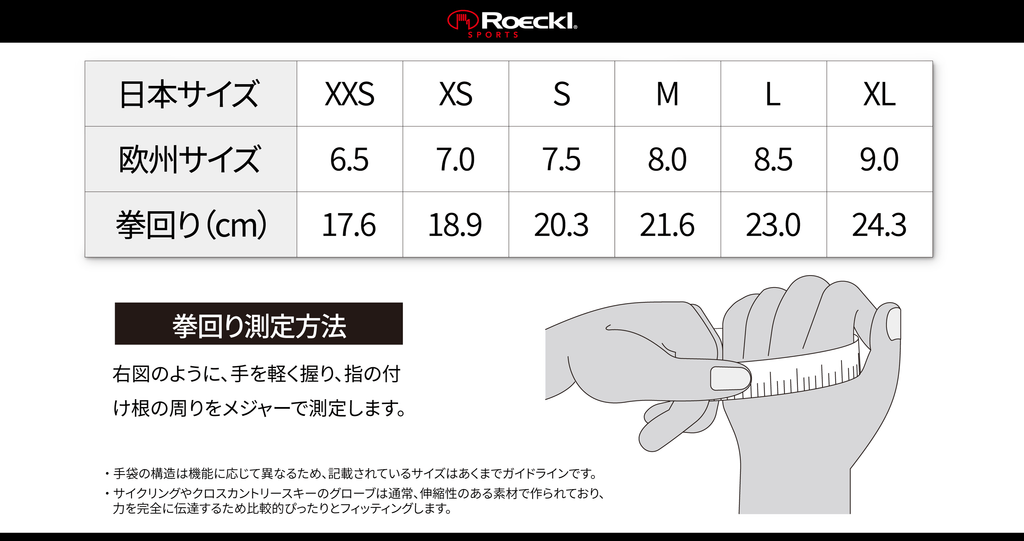 Roeckl グローブ サイズ表