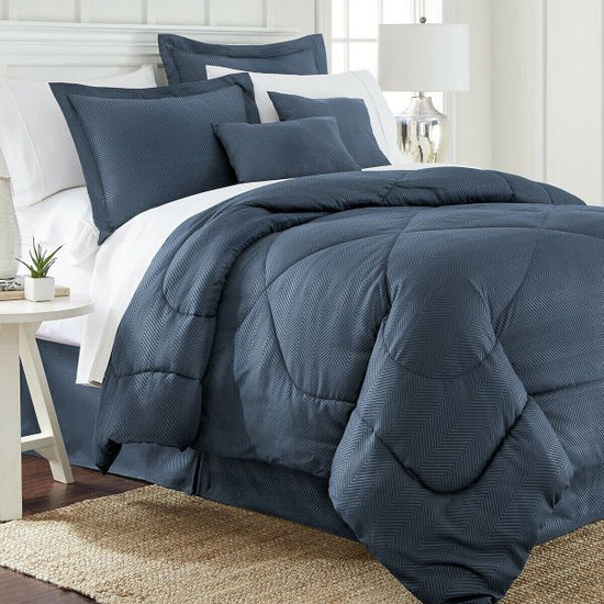 6 Piece Set Chevron Embossed Comforter Set