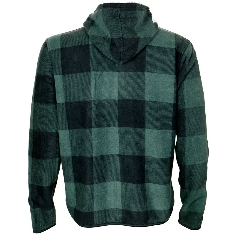 Men's Soft Sherpa Lined Zip Up Two Pocket Long Sleeve Flannel Hoodie