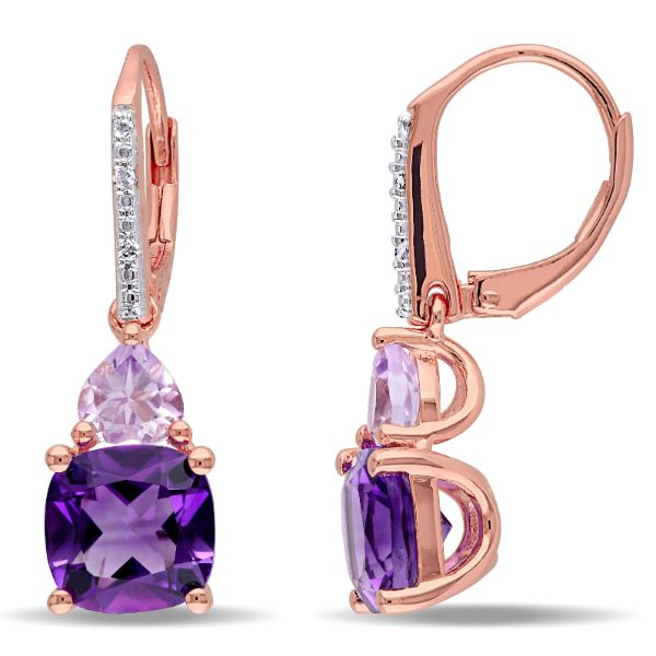 Amethyst Drop Earrings in 18K Rose Gold