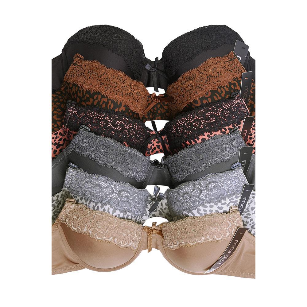 Unibasic Demi-Cup Leopard Print and Solid Color Lace Convertible Bras