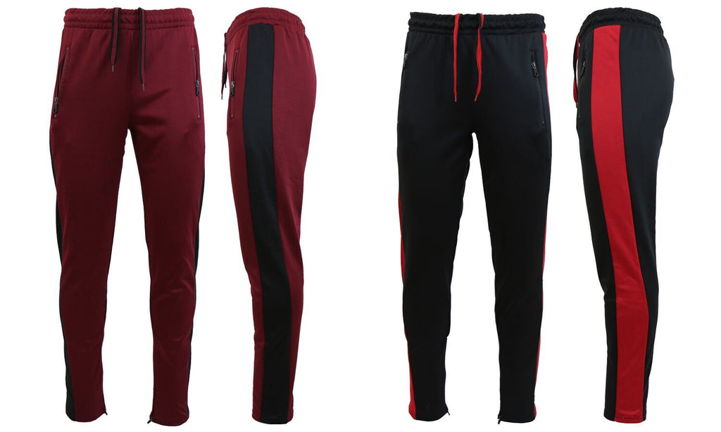 mens black joggers with red stripe