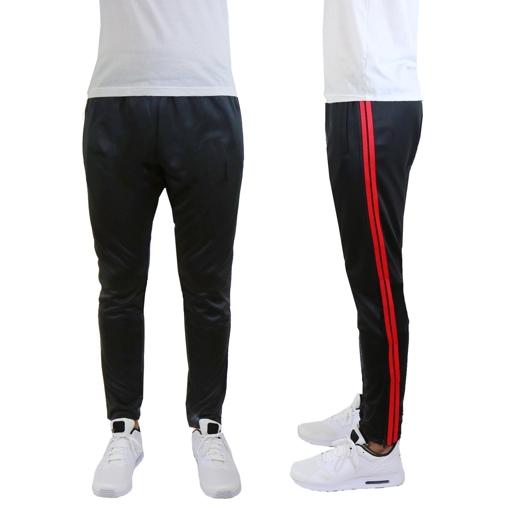 black striped track pants