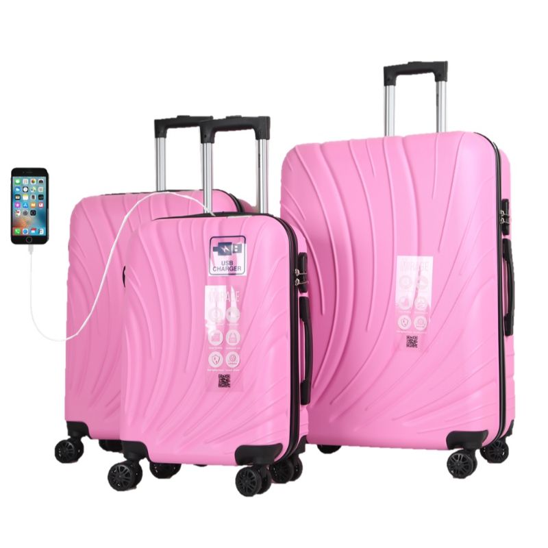 pink 3 piece luggage set