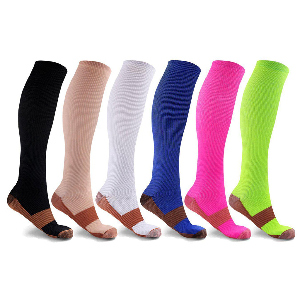 Extreme Fit Unisex Copper-Infused High-Energy Compression Socks - 6 Pa