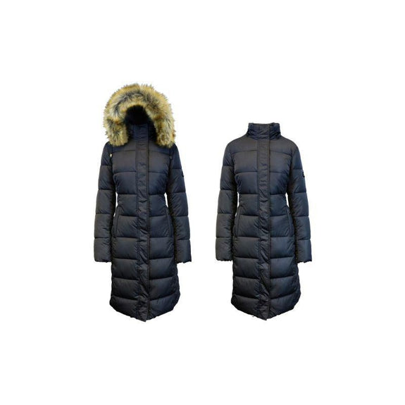 women's black parka coats with fur hood