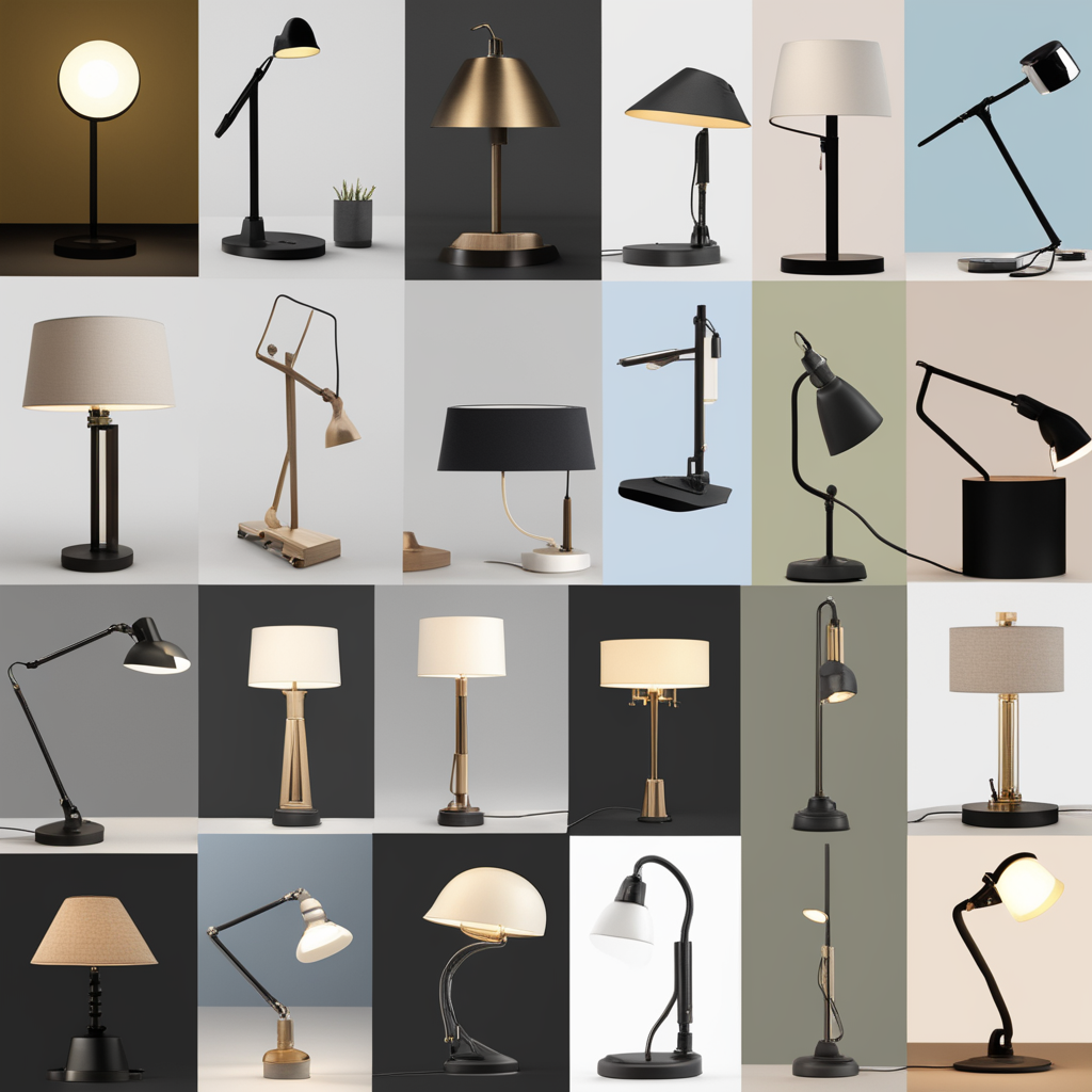 Various types of table lamps