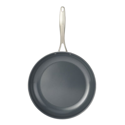 FlavCity 12 in Tri-Ply Clad Fry Pan w/ Ceramic Interior