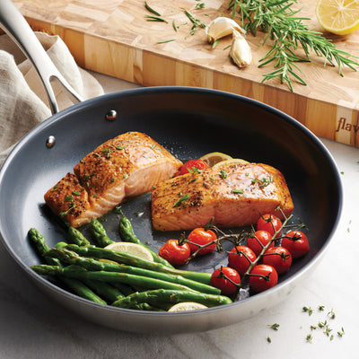 FlavCity 12 in Tri-Ply Clad Fry Pan w/ Ceramic Interior