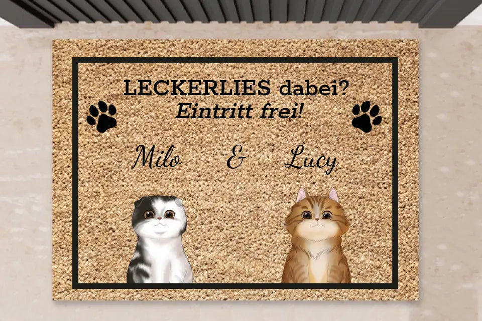 Personalisierte Fußmatte - Willkommen - Familien und Haustier Namen   Lustige individuelle Hund Katze Türmatte selbst gestalten & bedrucken –  kamuprints