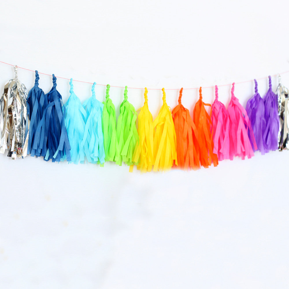 rainbow tassel garland