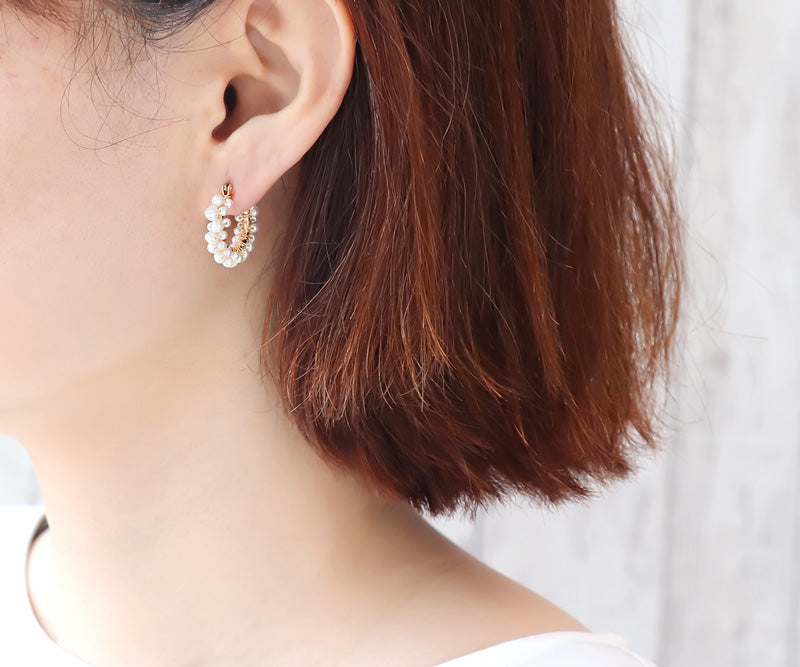 Kit Pearl Hoop Earrings White (KR0788)