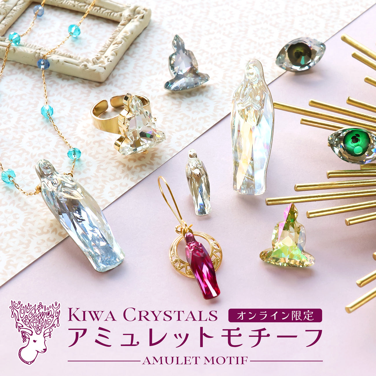 Amulet motif Kiwa crystals