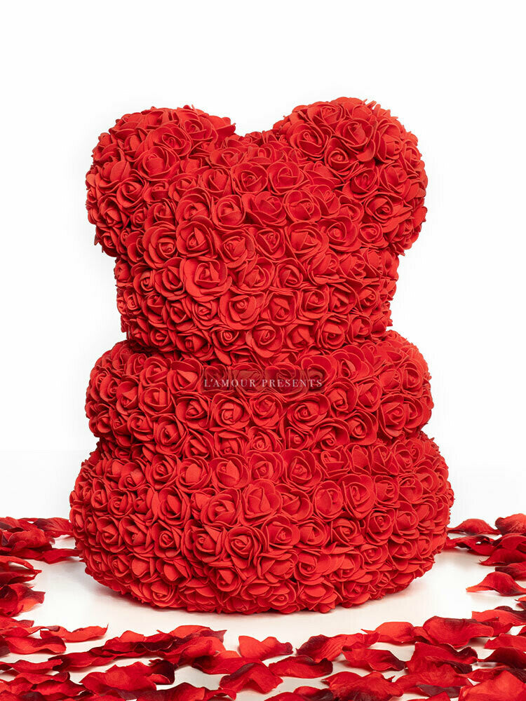 Orsetto rose teddy bear 40cm rosso con scatola regalo –