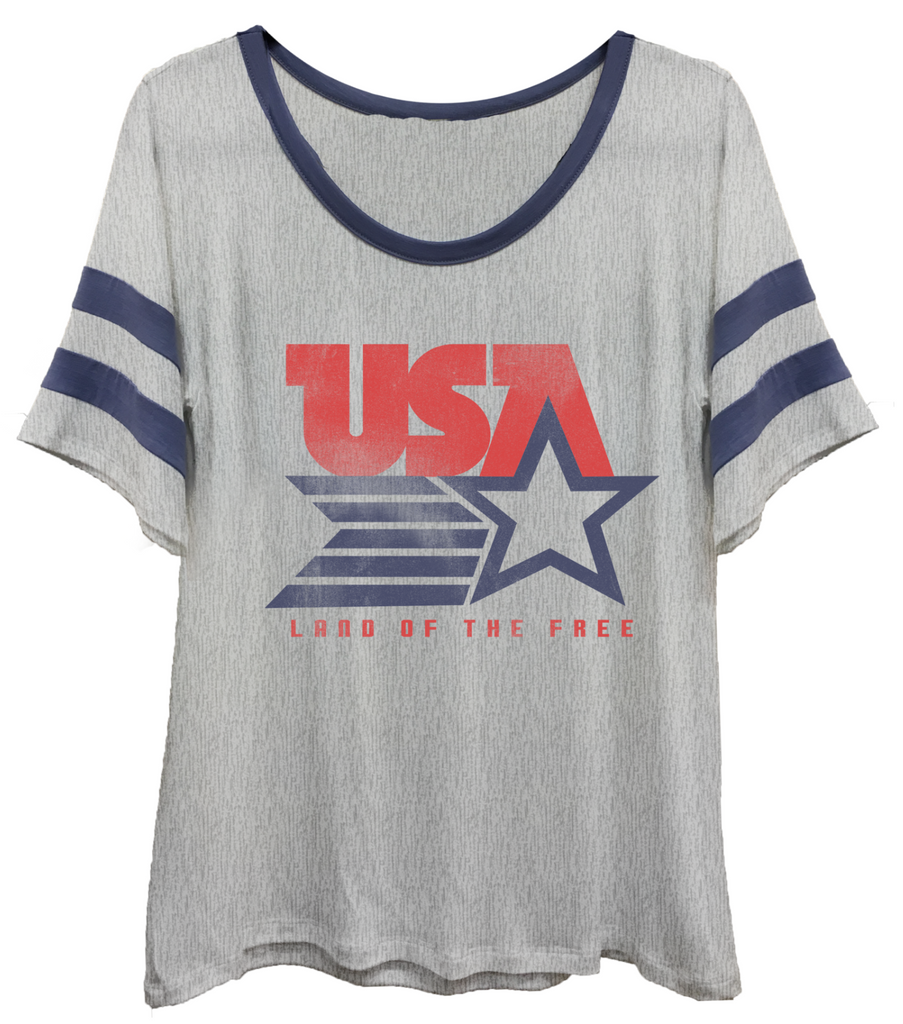 4th & Rose USA- Land of the Free Athletic Ringer Tee