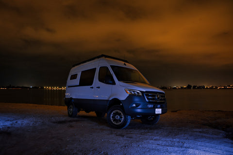 sprinter van parked at night