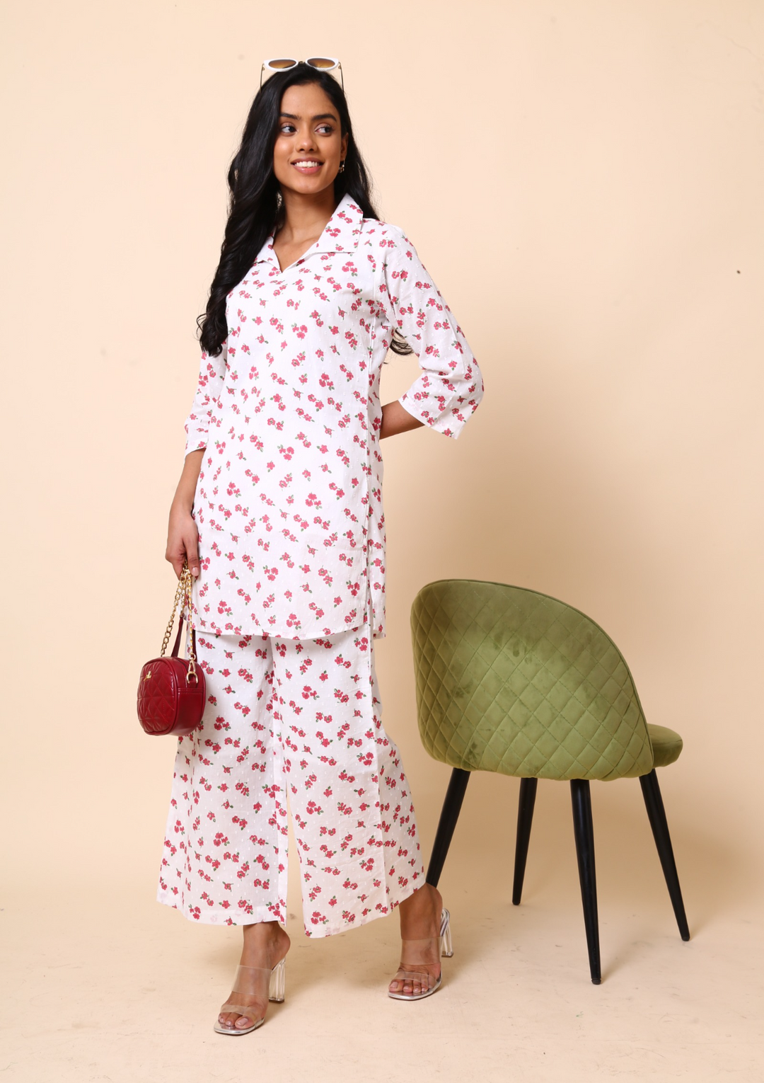 Readymade Pink Bandhani Print Cotton Palazzo Suit 3847SL07
