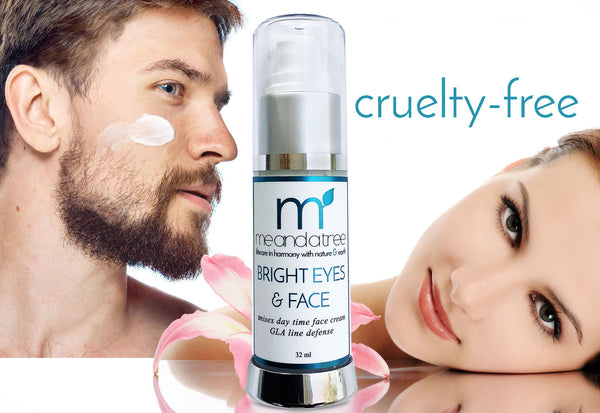 Man and woman using Bright Eyes & Face Unisex Day Cream with Zinc for sensitive skin and normal skin types