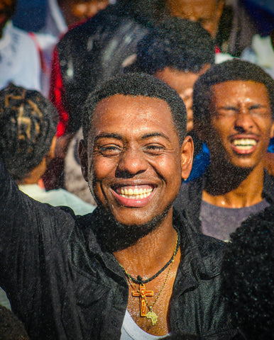 Beautiful Ethiopian Man Celebrating Christian Plant-based Religious Holiday
