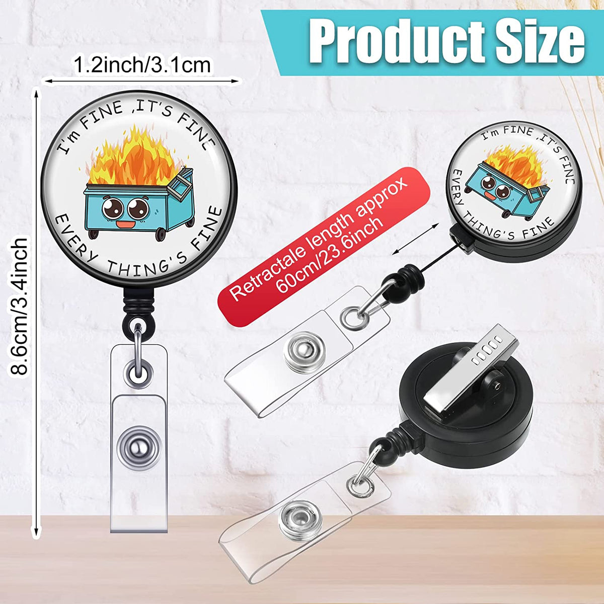 6 Pieces Badge Reels Dumpster Fire