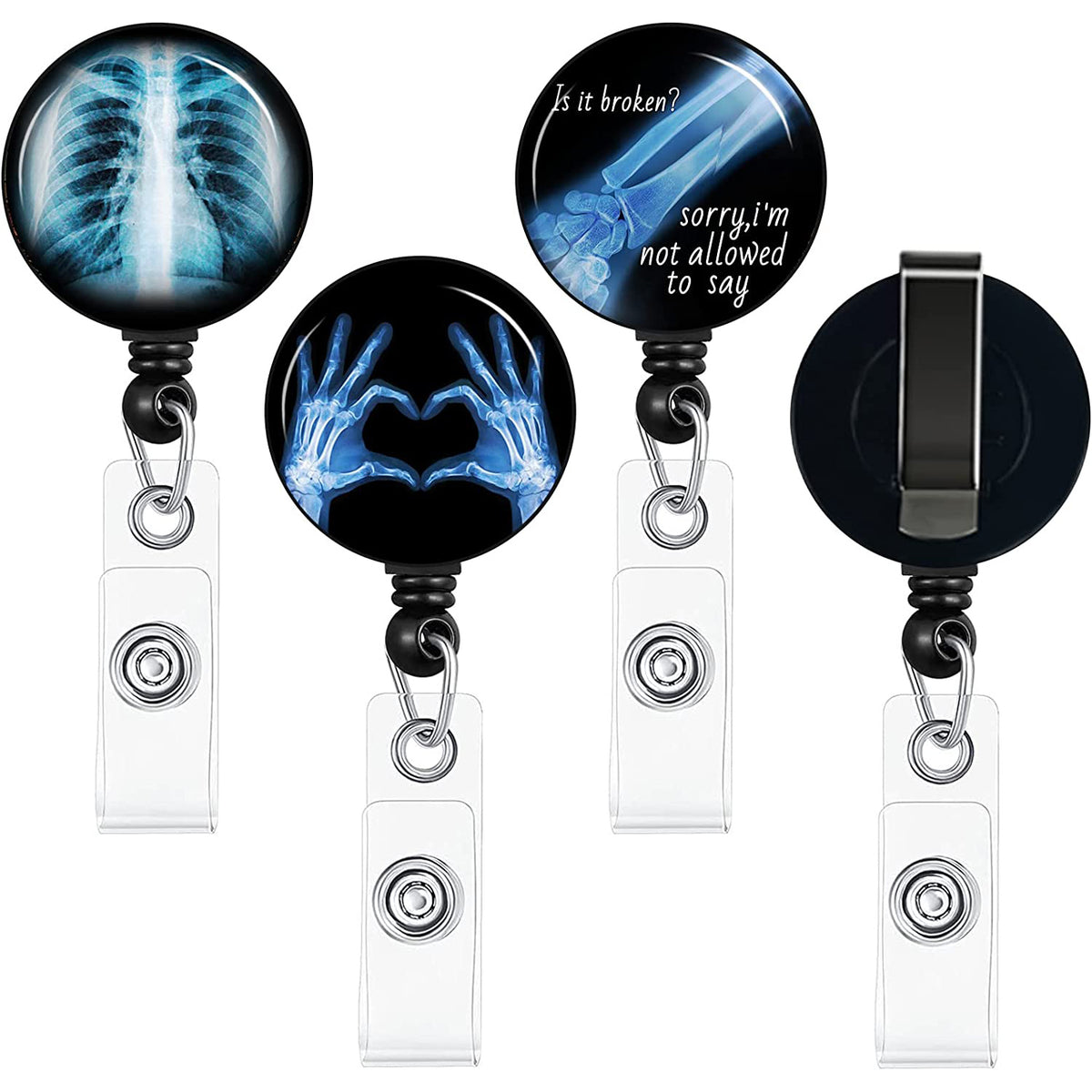 5 Pack Funny Badge Holder Retractable Badge Reel