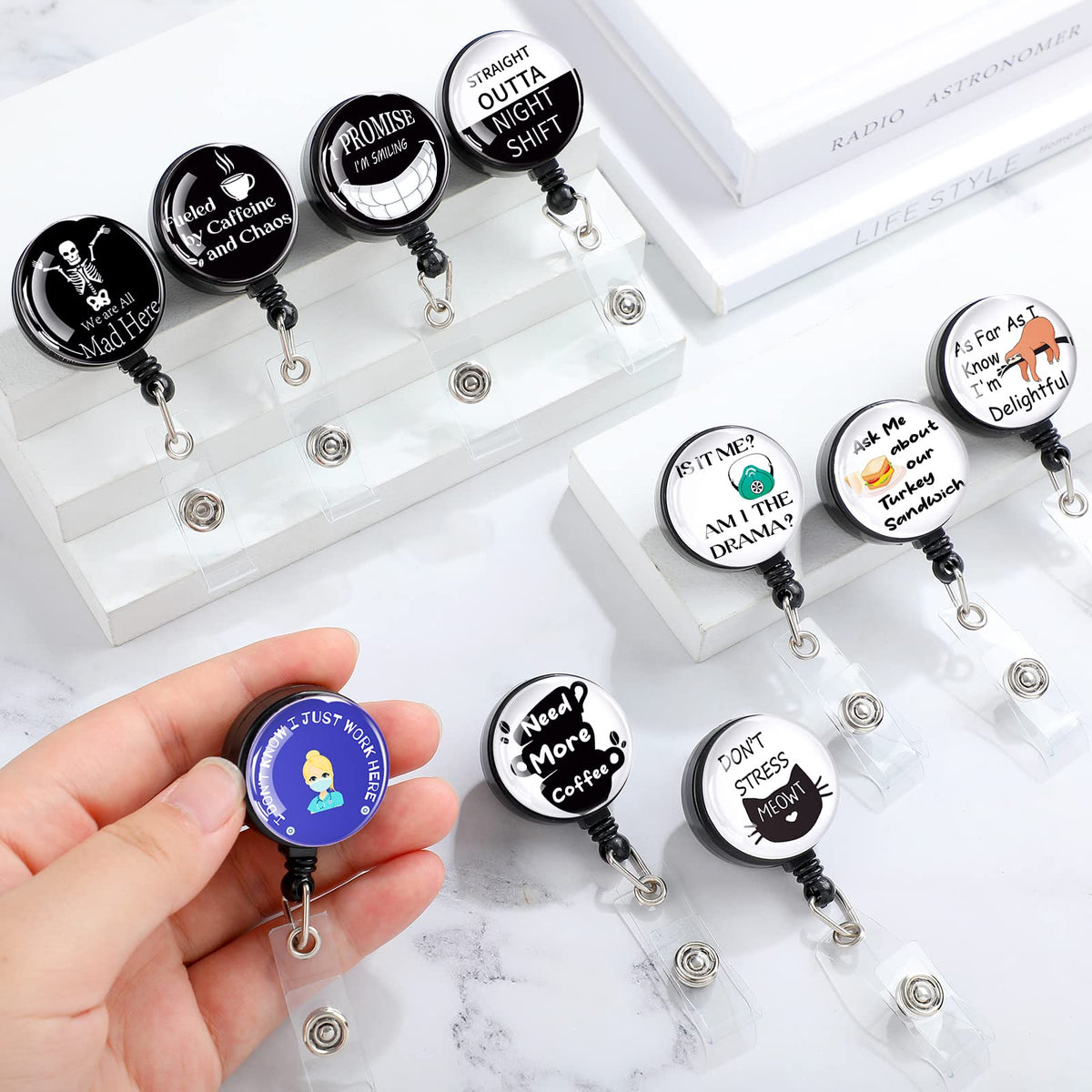 10 Pack Motivational Retractable Badge Holders