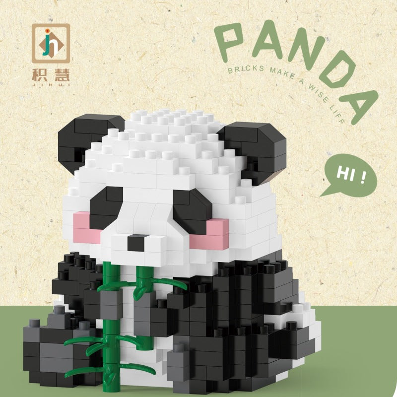 Cartoon model Panda 1066-77 art high ornaments assembled China building block toys children.