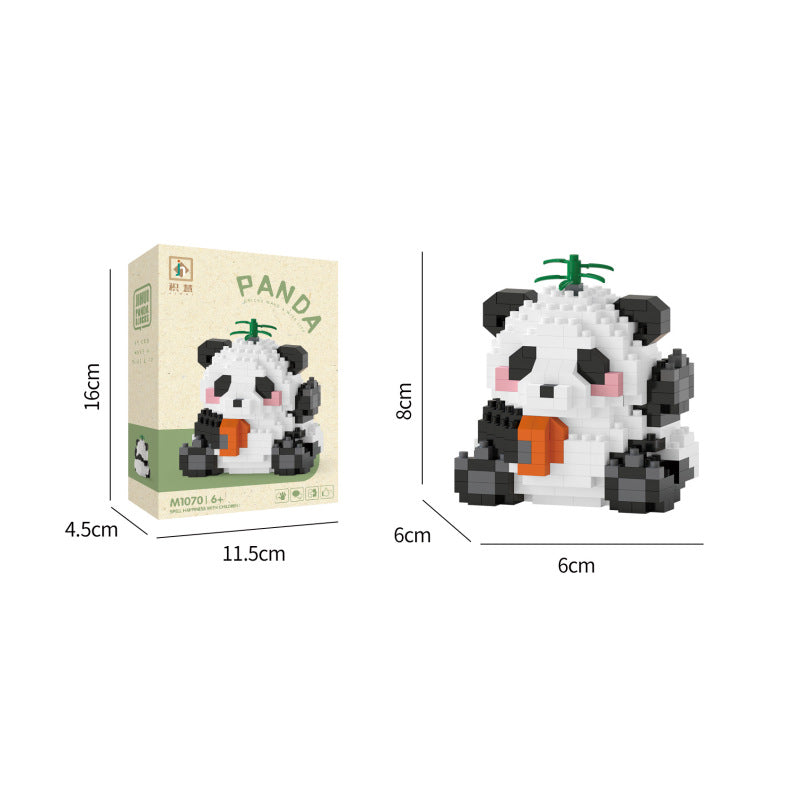 Cartoon model Panda 1066-77 art high ornaments assembled China building block toys children.