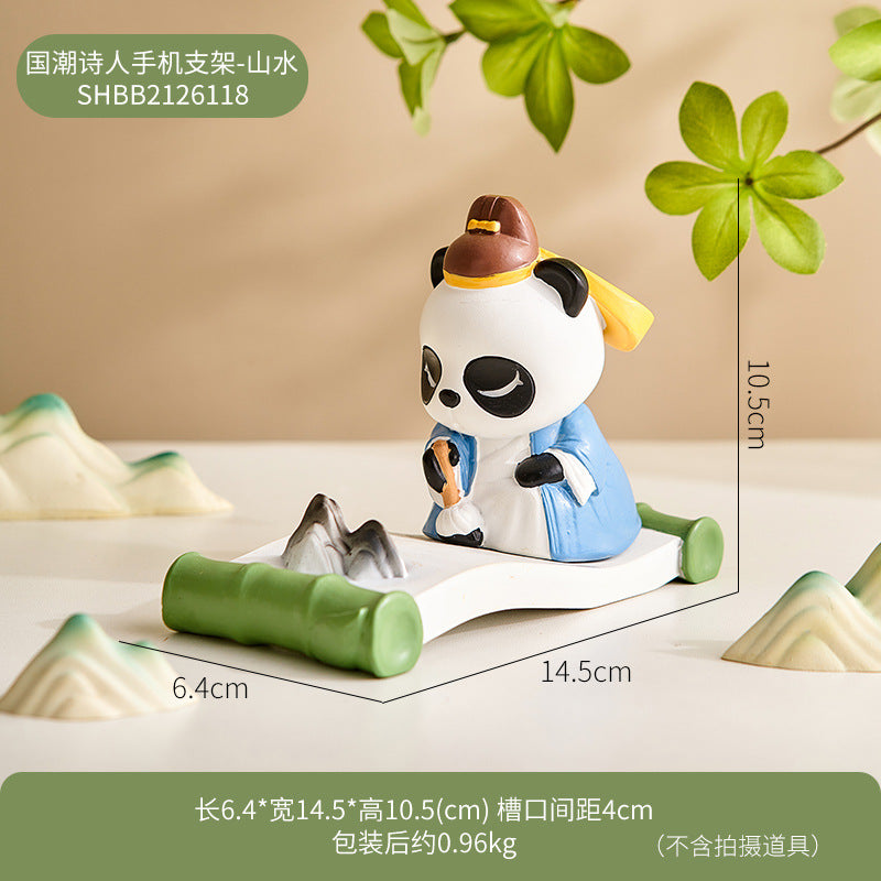 Creative cute panda mobile phone desktop bracket China-Chic decoration chasing drama artifact support frame birthday gift