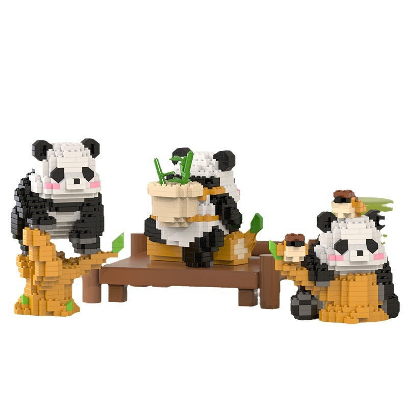 National treasure panda Meng Lanfubao building block model ornaments children&#039;s educational assembly building block toy gifts