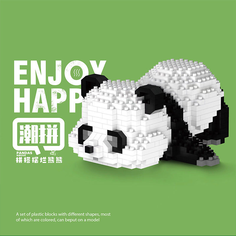 Chaolechuang 6712-6713 Micro-diamond particles puzzle DIY assembled building blocks flower panda ornaments gift