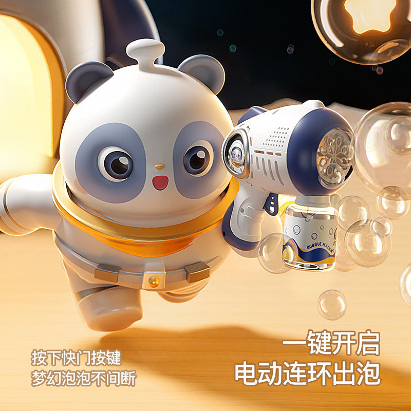 Panda astronaut bubble gun astronaut gatling electric bubble machine children&#039;s toys factory wholesale.