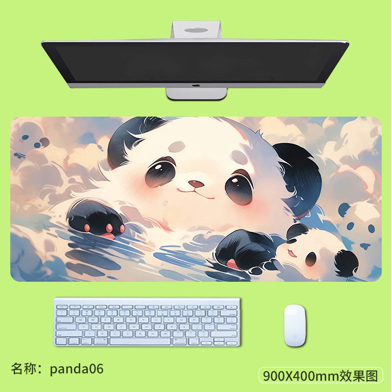 Cute cartoon mouse pad, oversized national treasure, panda keyboard, anti slip pad, girl learning, office, high appearance desk pad