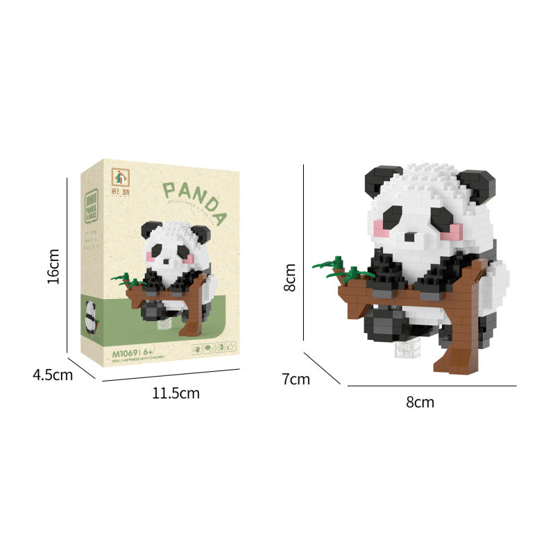 Cartoon model Panda 1066-77 art high ornaments assembled China building block toys children.