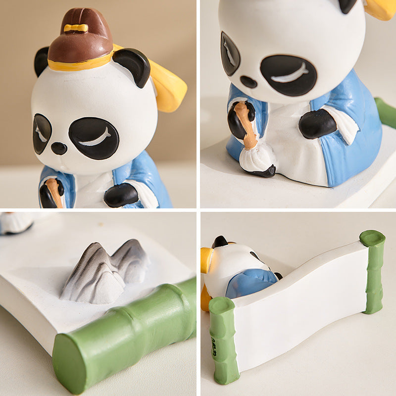 Creative cute panda mobile phone desktop bracket China-Chic decoration chasing drama artifact support frame birthday gift