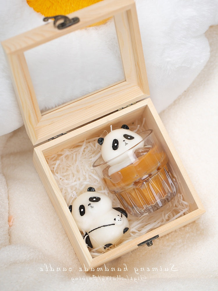 Soybean wax panda coffee creative aromatherapy candle wind gift box home