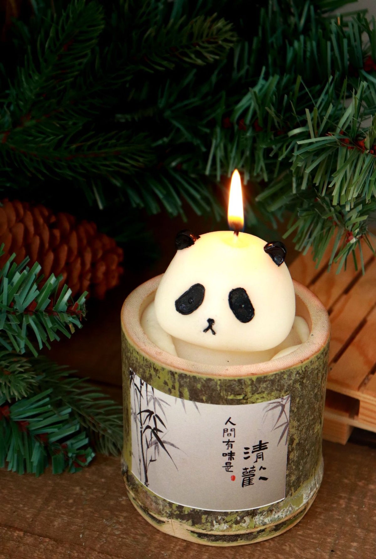 Panda Bamboo Aroma Candle, Soybean Wax, Bamboo Tube Fragrance, Indoor Soybean Wax Gift