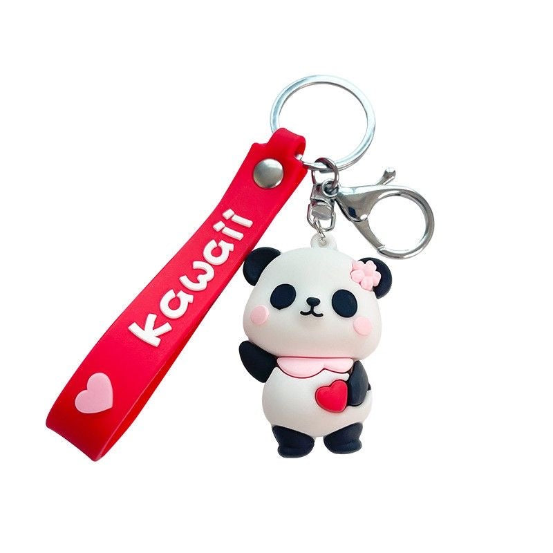 Kawaii panda flower keychain