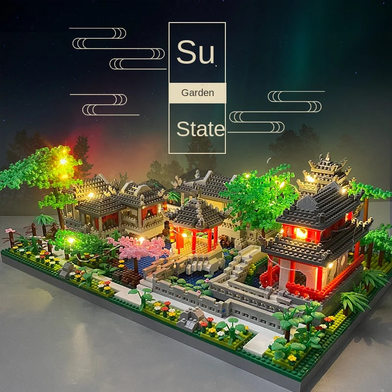 Suzhou Garden Chinese style architecture, adult puzzle micro particle assembly building block toy decoration model