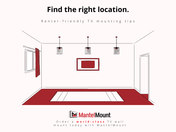 Step 2 when mounting a tv in a rental apartment: find the right location on your wall.