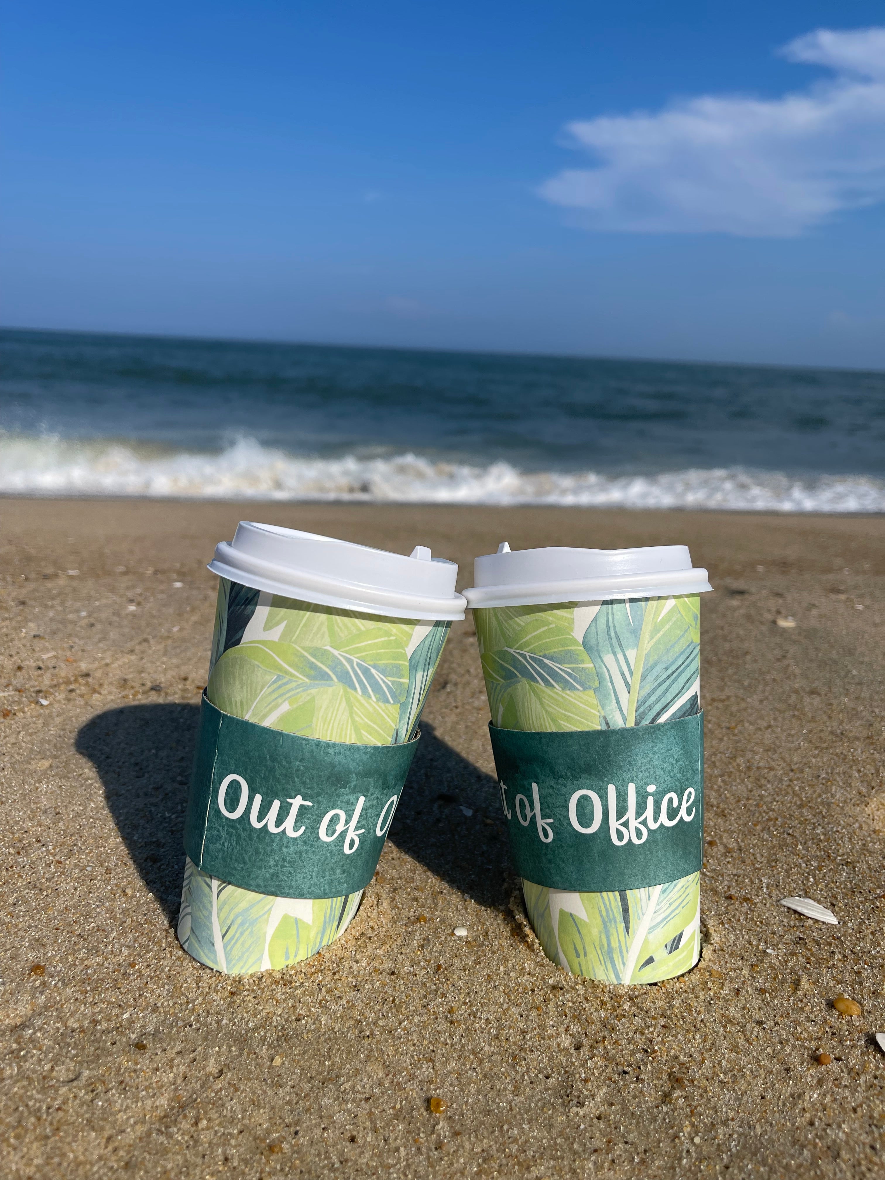 Coffee cups Out of Office at the Beach in OCMD