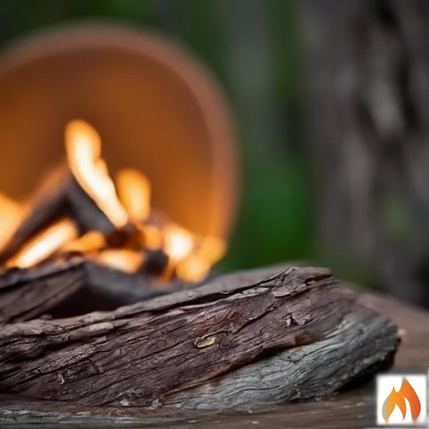 Firewood with fire fireplace drawer