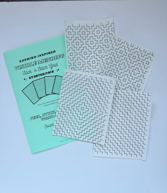 Sashiko Inspired Visible Mending Stick 'n Stitch Patterns 1/2 sheet –  Socorro Society