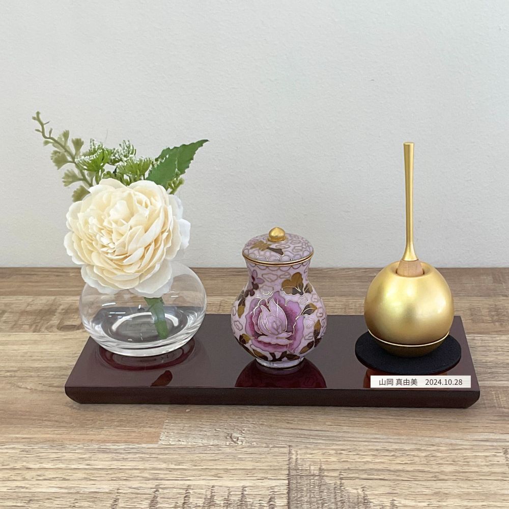 ミニ仏壇セット|祈りのステージ風・飾り台「茜」七宝セット|お名前刻印サービス付き