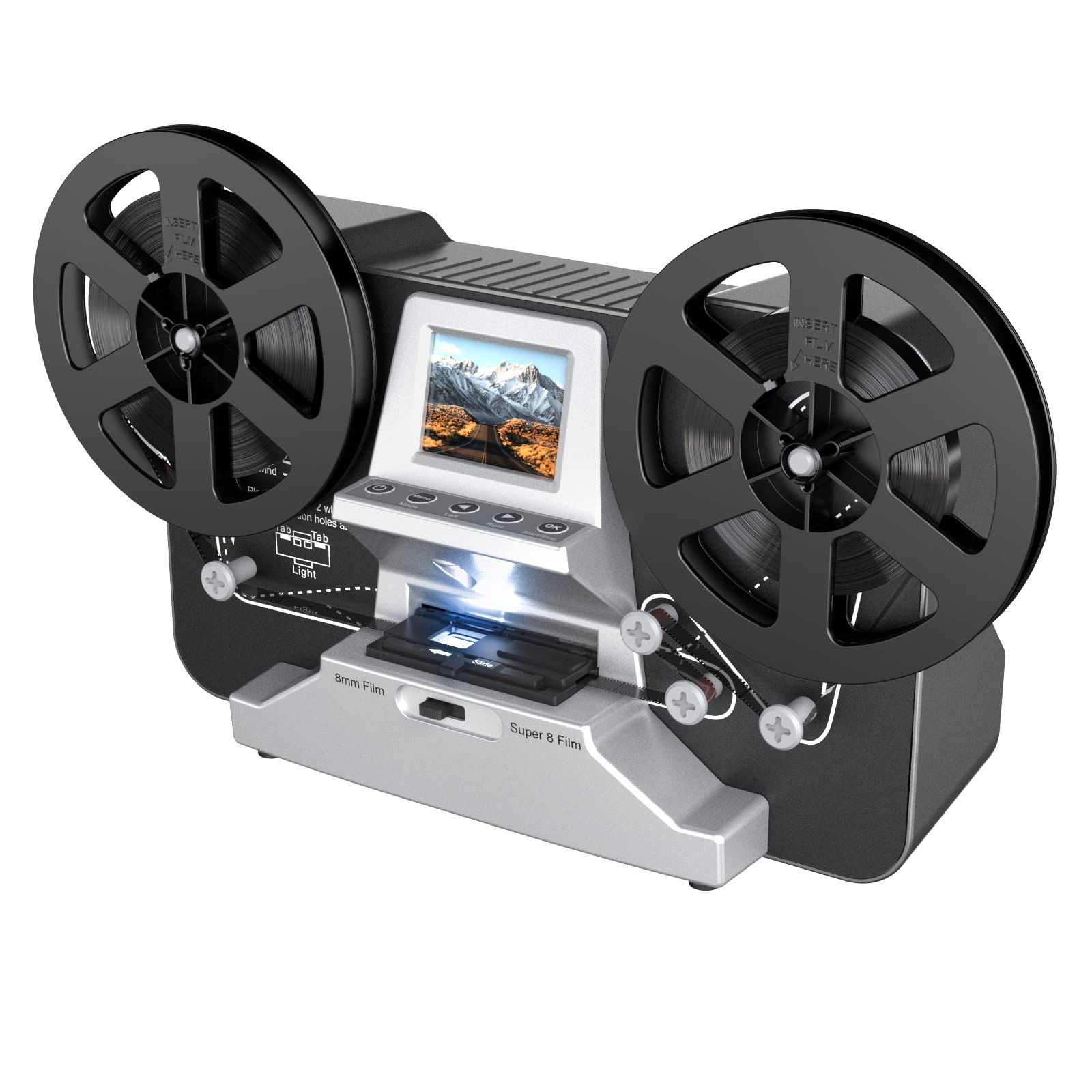 8mm & Super 8 Reels to Digital Film Scanner Converter, Film Digitizer with 2.4 Screen, Convert 3