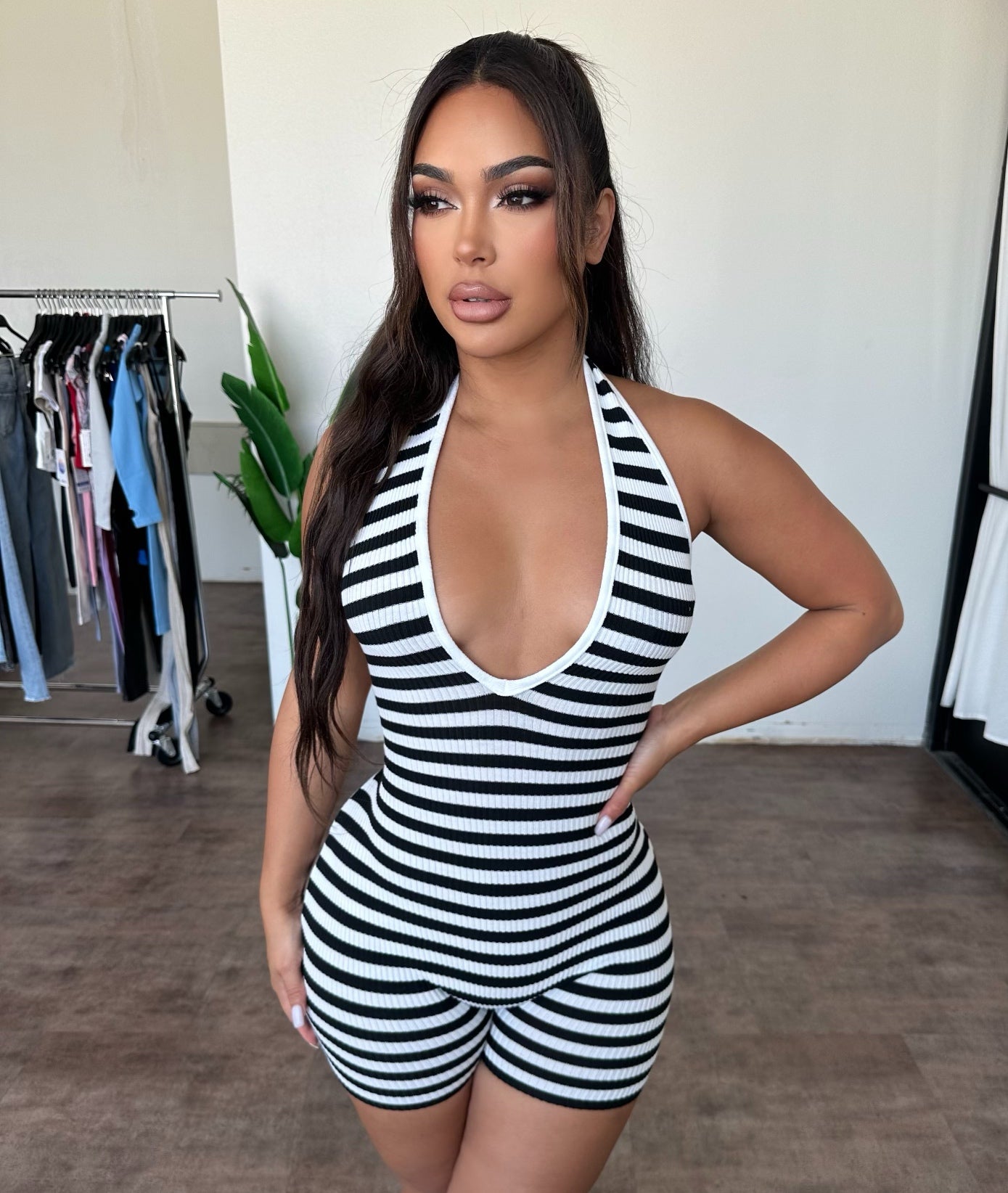 Alyssa Romper (Black/White)