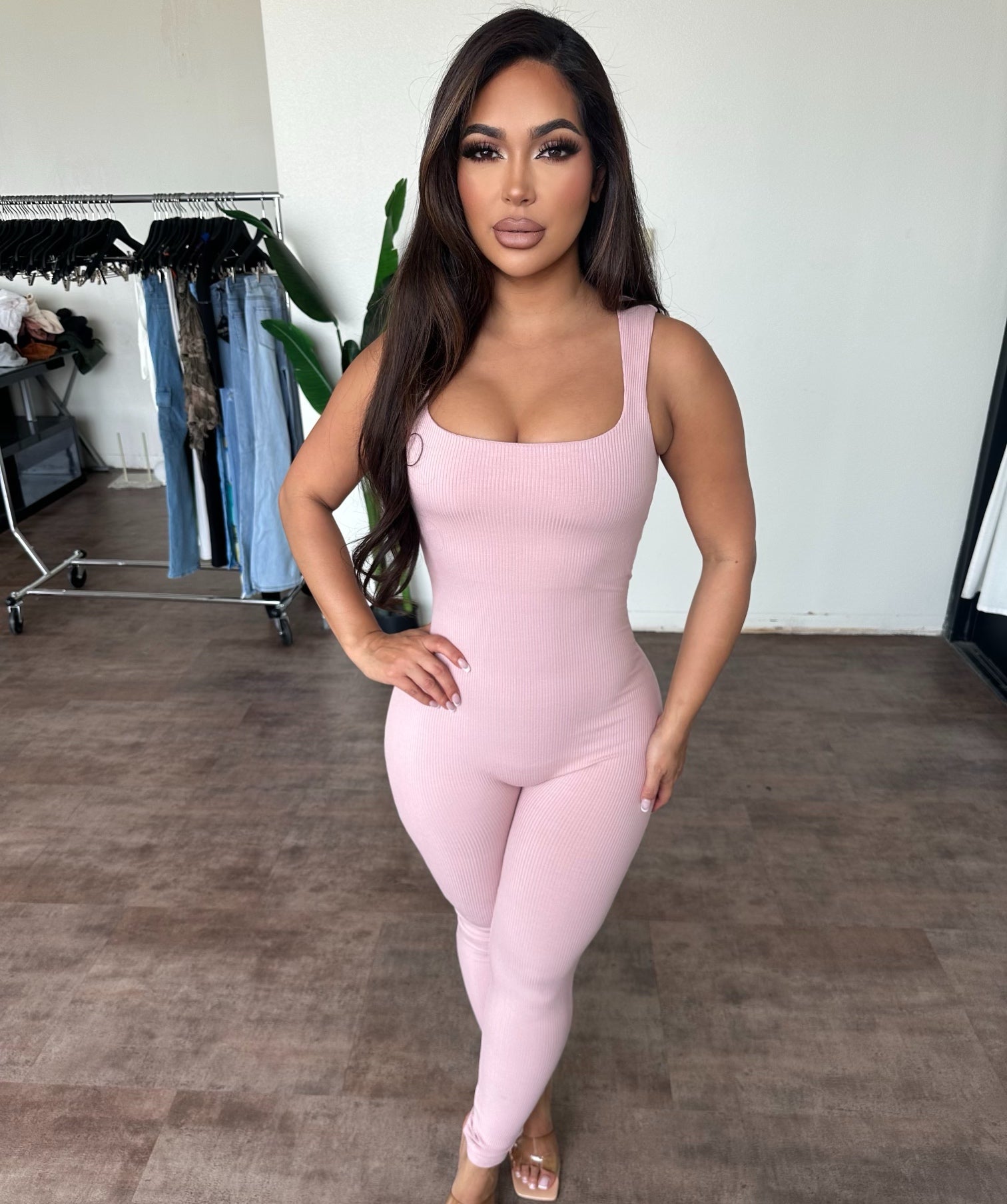 Janis Rib Jumpsuit(Light Pink)